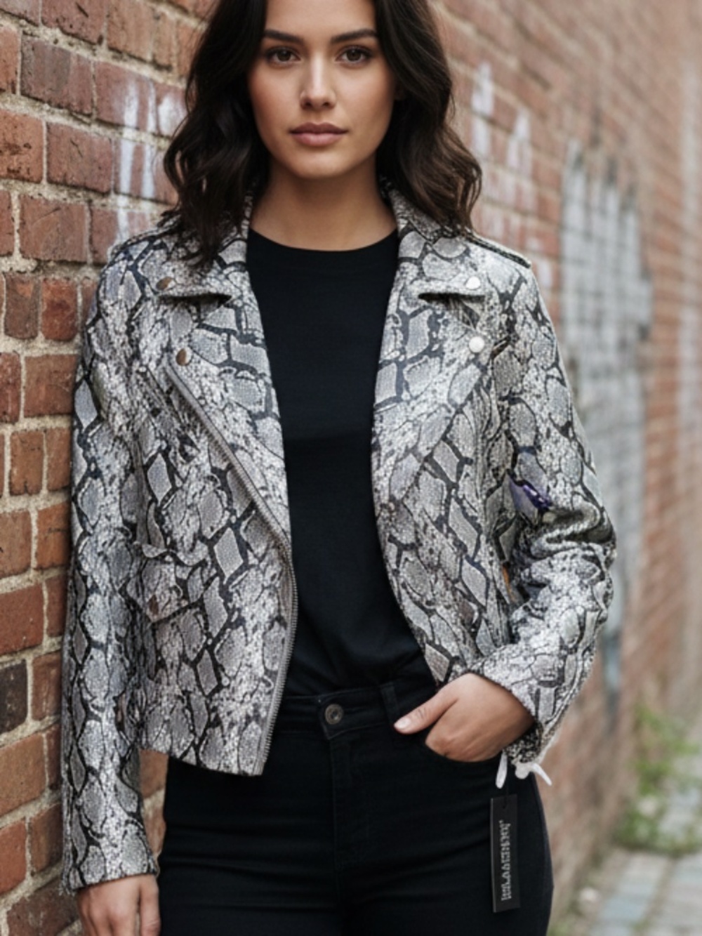 NWT Blank NYC python snake moto jacket. Med